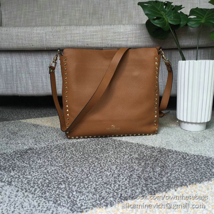 Valentino Soft Calfskin Hobo Bag Brown V50031