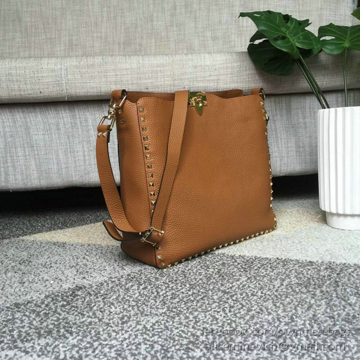 Valentino Soft Calfskin Hobo Bag Brown V50031