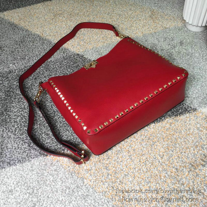 Valentino Soft Calfskin Hobo Bag Red V50031