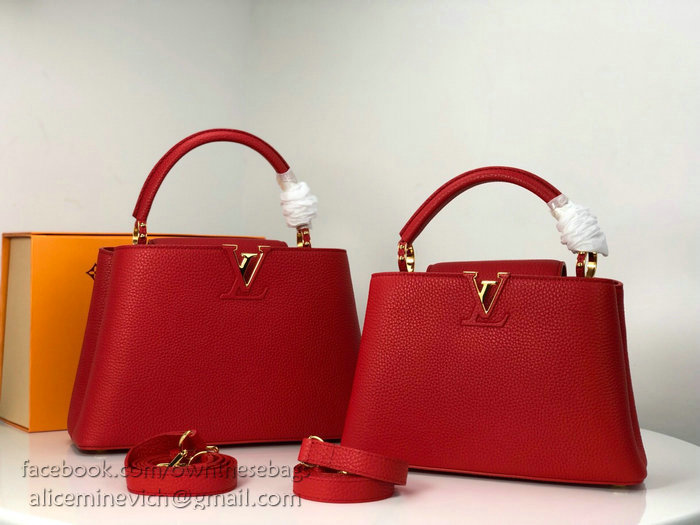 Louis Vuitton Taurillon Leather Capucines PM Red M52451