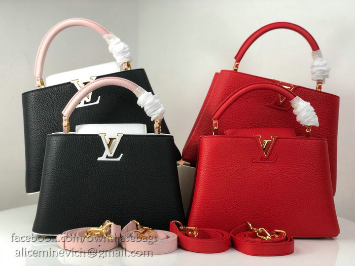 Louis Vuitton Taurillon Leather Capucines PM Red M52451