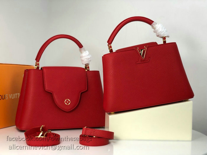 Louis Vuitton Taurillon Leather Capucines PM Red M52451