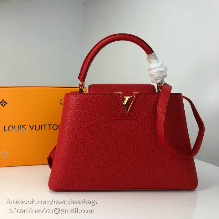 Louis Vuitton Taurillon Leather Capucines PM Red M52451