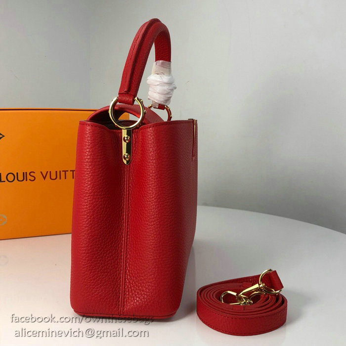 Louis Vuitton Taurillon Leather Capucines PM Red M52451