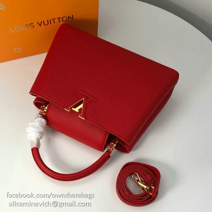 Louis Vuitton Taurillon Leather Capucines PM Red M52451