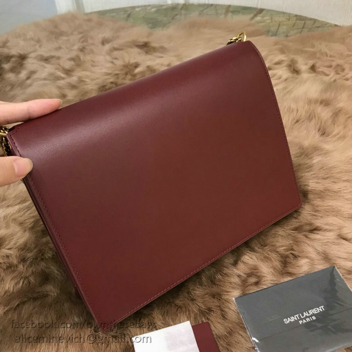 Saint Laurent Cassandra Monogram Clasp Bag in Burgundy Smooth Leather 532750