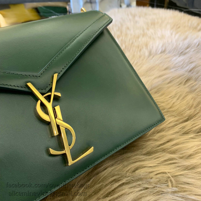 Saint Laurent Cassandra Monogram Clasp Bag in Green Smooth Leather 532750