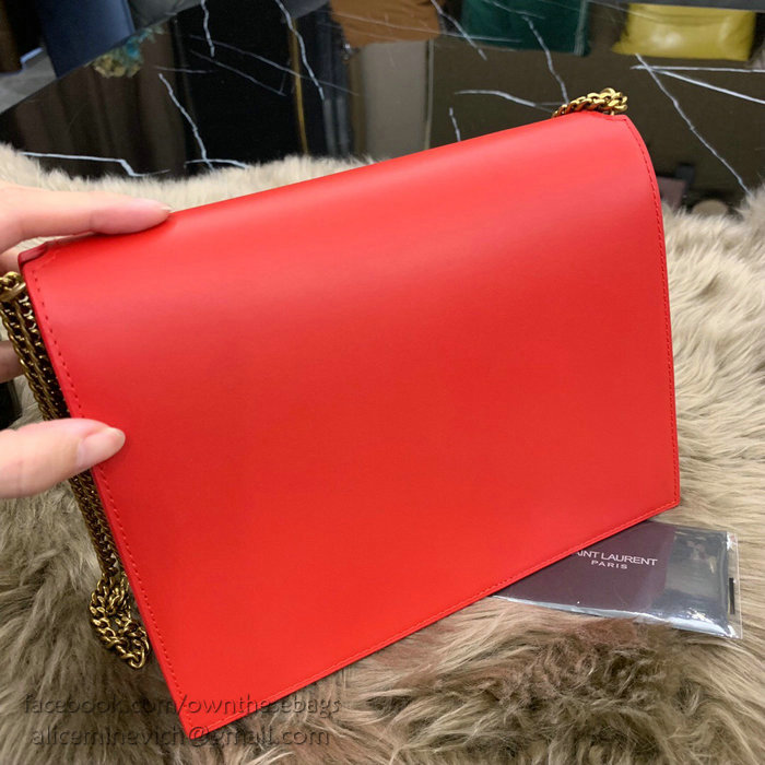 Saint Laurent Cassandra Monogram Clasp Bag in Red Smooth Leather 532750