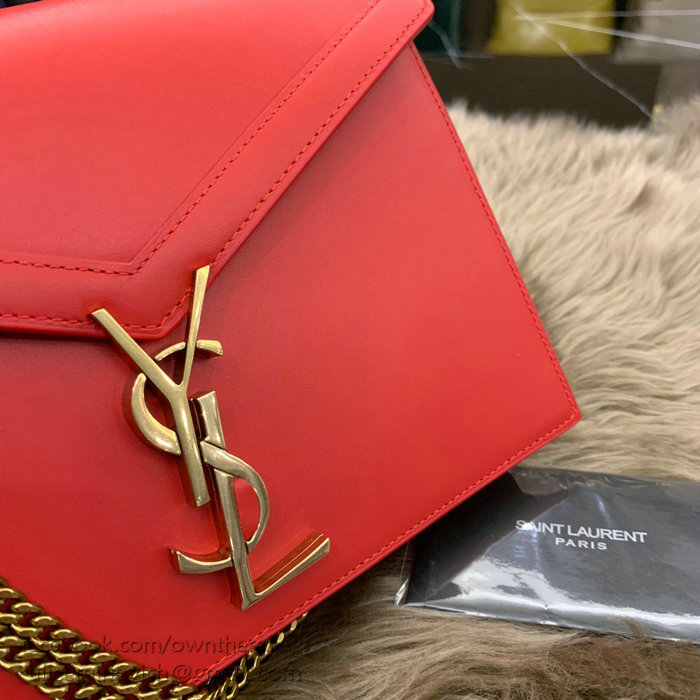 Saint Laurent Cassandra Monogram Clasp Bag in Red Smooth Leather 532750