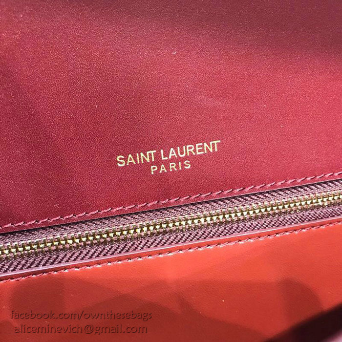 Saint Laurent Domino Medium in Red Smooth Leather 538791