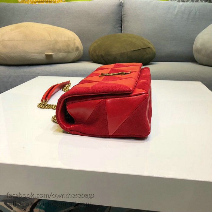 Saint Laurent Medium Jamie Bag in Red Lambskin Patchwork 515821