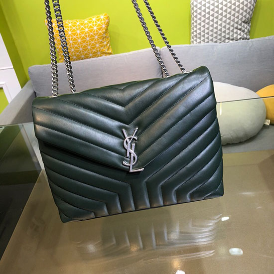 aint Laurent Medium LOULOU Chain Bag Green 459749