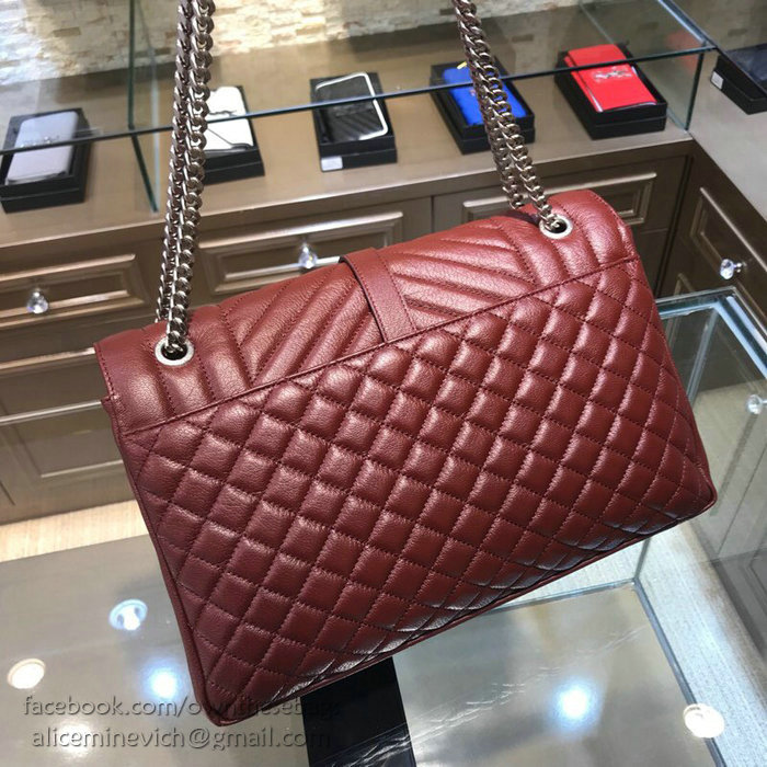 Saint Laurent Monogram Large Chain Shoulder Bag Red 440115