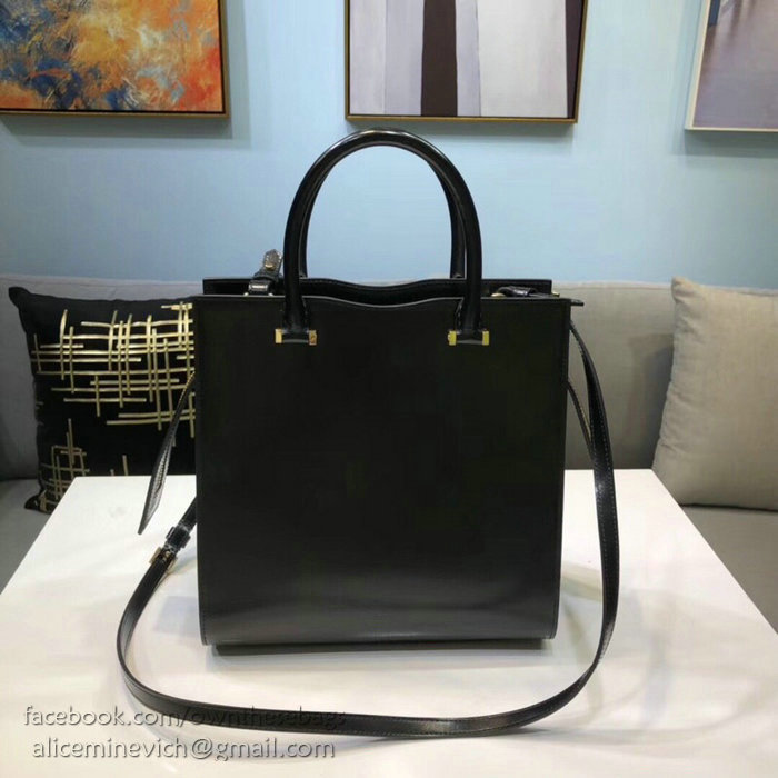 Saint Laurent Small Uptown Tote in Black Shiny Smooth Leather 561203