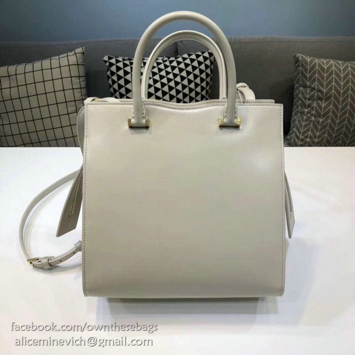 Saint Laurent Small Uptown Tote in White Shiny Smooth Leather 561203