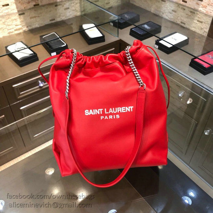 Saint Laurent Teddy Pouch in Red Lambskin 538447