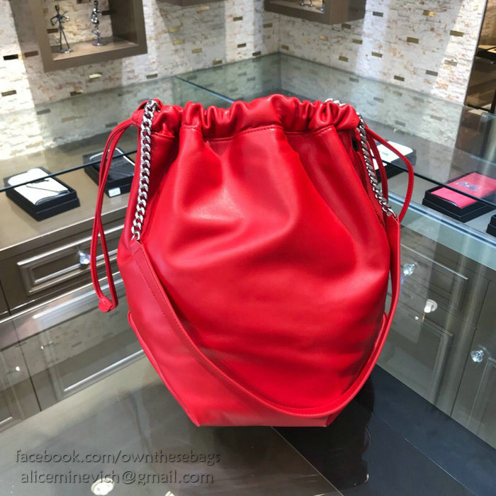 Saint Laurent Teddy Pouch in Red Lambskin 538447