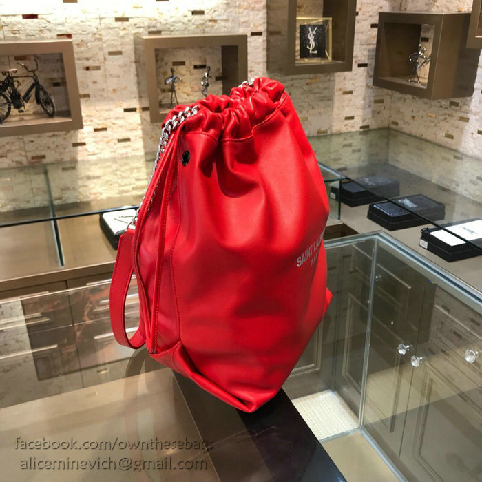 Saint Laurent Teddy Pouch in Red Lambskin 538447