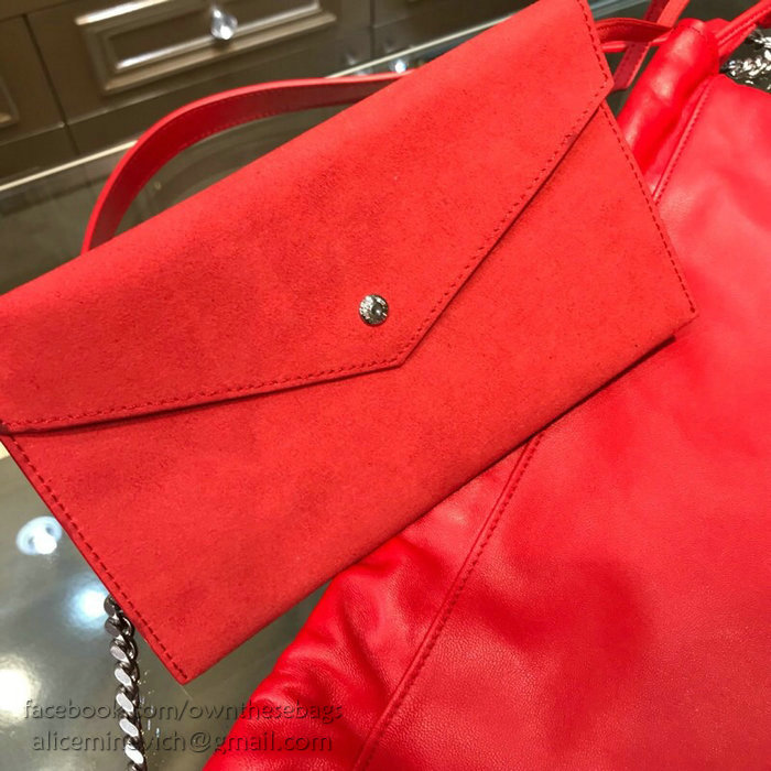 Saint Laurent Teddy Pouch in Red Lambskin 538447