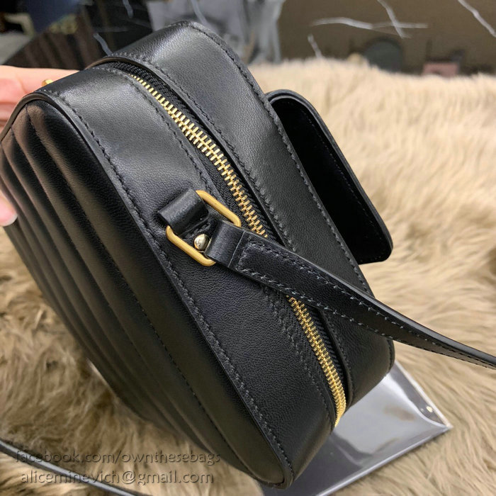 Saint Laurent Vicky Camera Bag in Black Matelasse Lambskin 555052