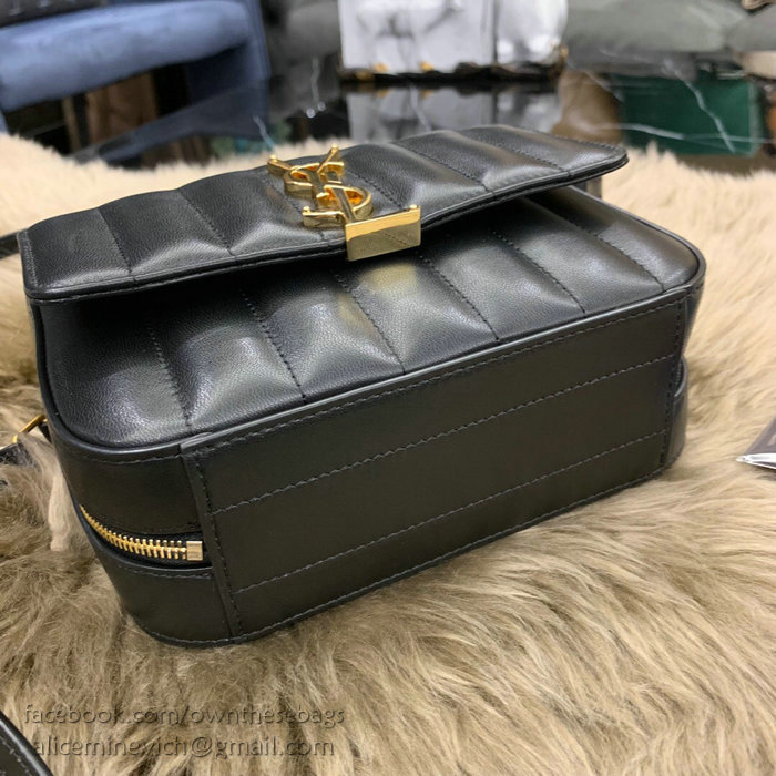 Saint Laurent Vicky Camera Bag in Black Matelasse Lambskin 555052