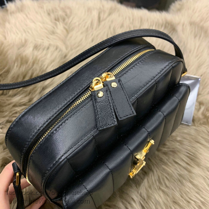 Saint Laurent Vicky Camera Bag in Black Matelasse Lambskin 555052