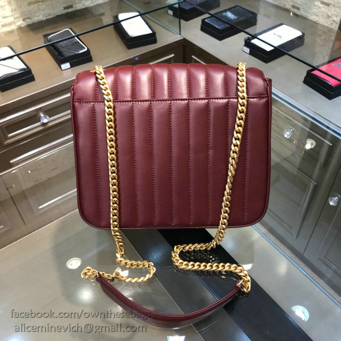 Saint Laurent Vicky Large in Burgundy Matelasse Lambskin 532595