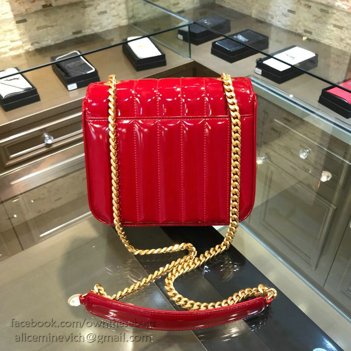 Saint Laurent Vicky Medium in Red Matelasse Patent Leather 532612