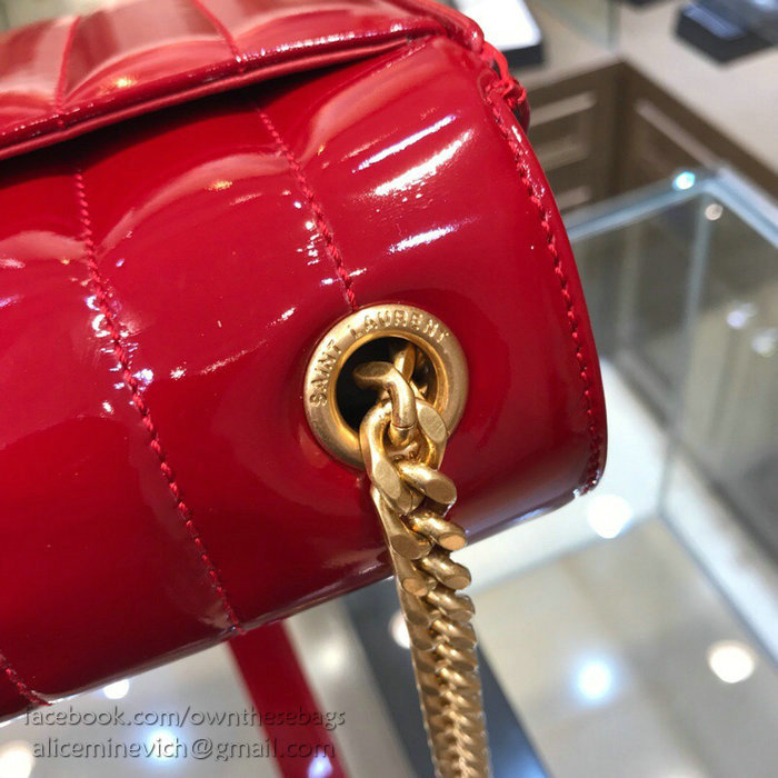 Saint Laurent Vicky Medium in Red Matelasse Patent Leather 532612