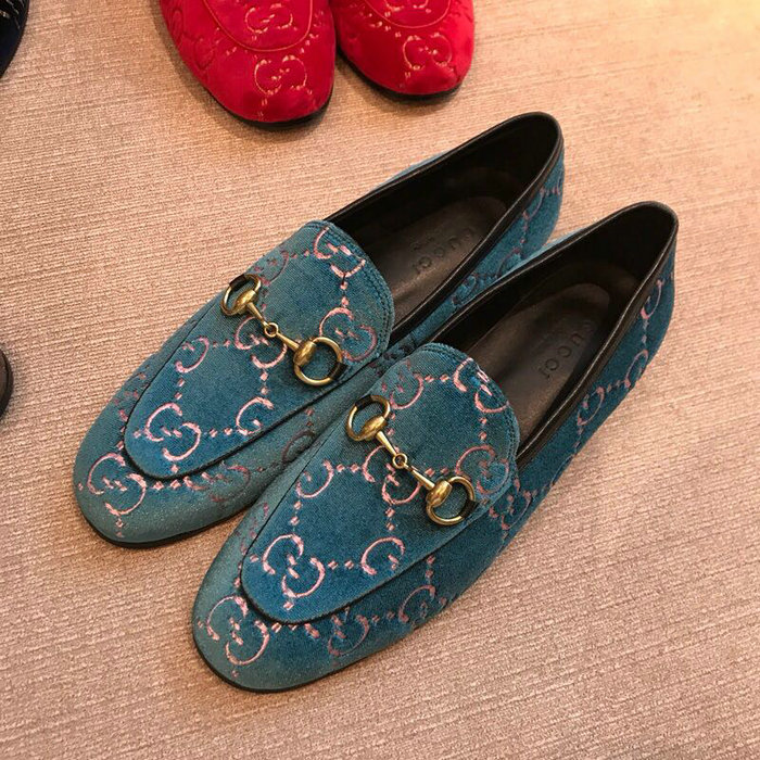 Gucci Jordaan GG Velvet Loafer Blue 431467