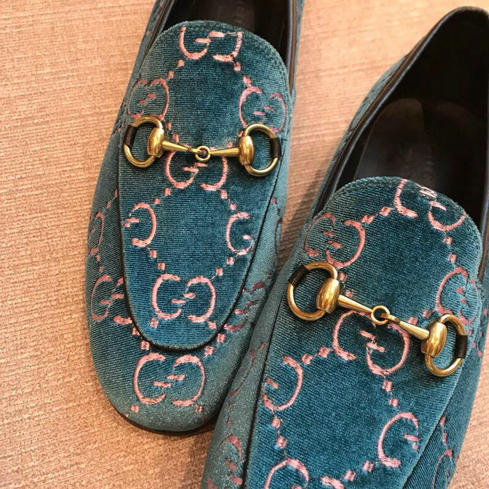 Gucci Jordaan GG Velvet Loafer Blue 431467