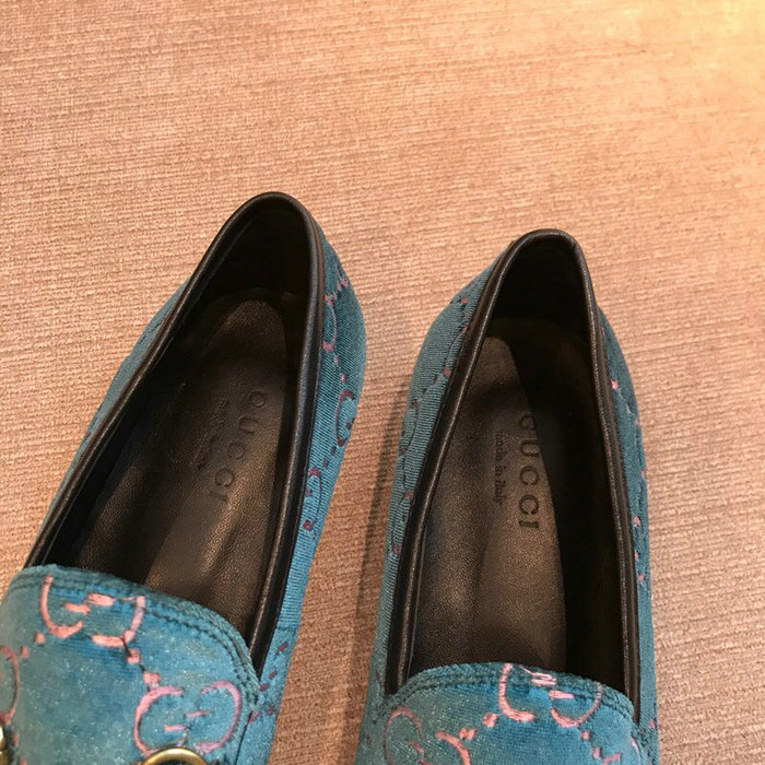 Gucci Jordaan GG Velvet Loafer Blue 431467