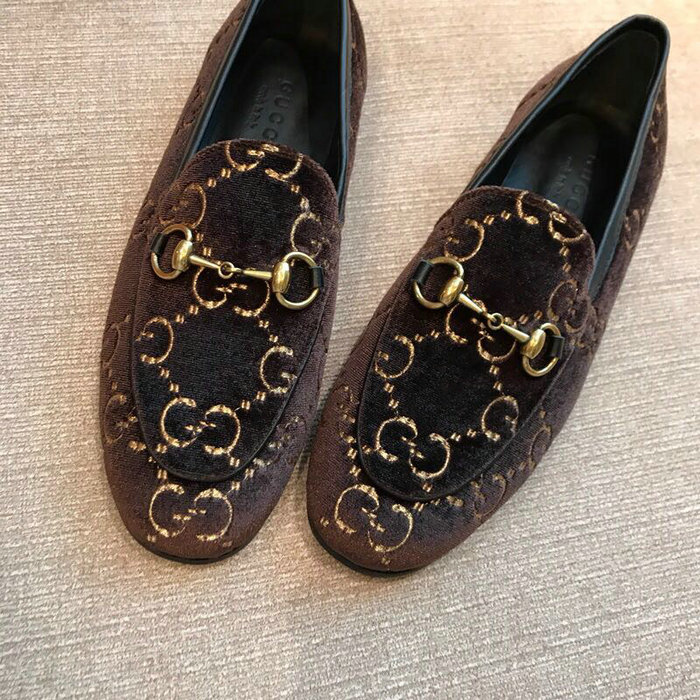 Gucci Jordaan GG Velvet Loafer Brown 431467