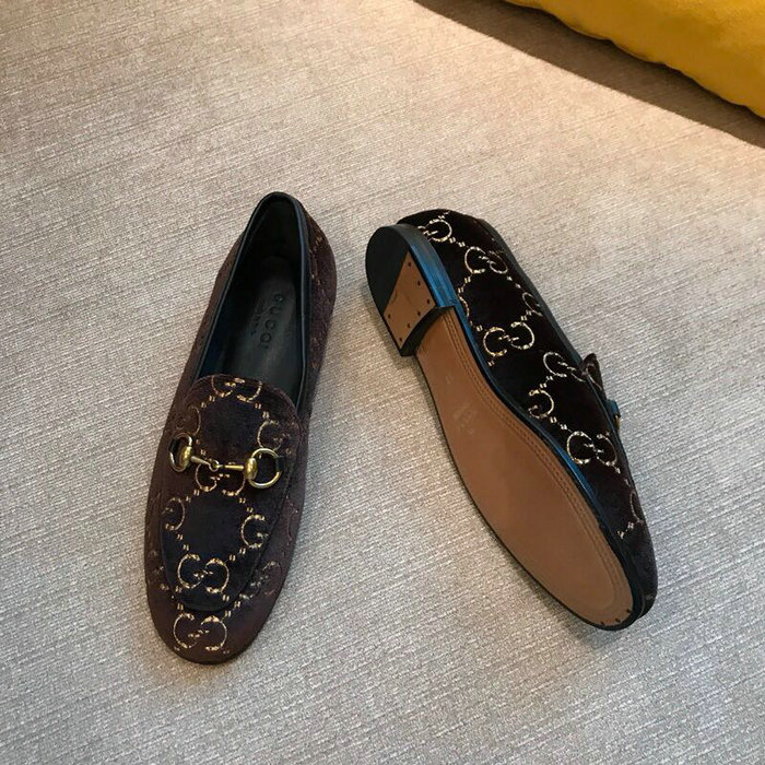 Gucci Jordaan GG Velvet Loafer Brown 431467