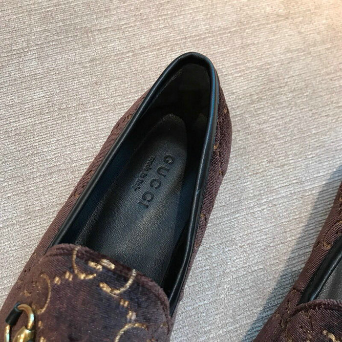 Gucci Jordaan GG Velvet Loafer Brown 431467