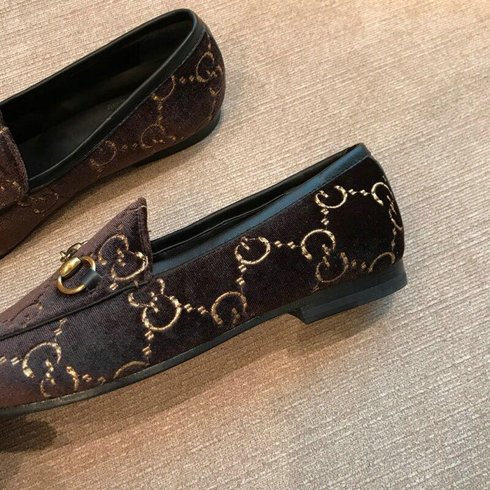 Gucci Jordaan GG Velvet Loafer Brown 431467