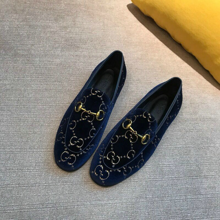 Gucci Jordaan GG Velvet Loafer Dark Blue 431467