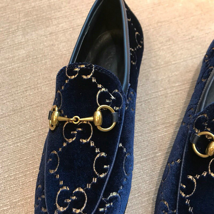 Gucci Jordaan GG Velvet Loafer Dark Blue 431467