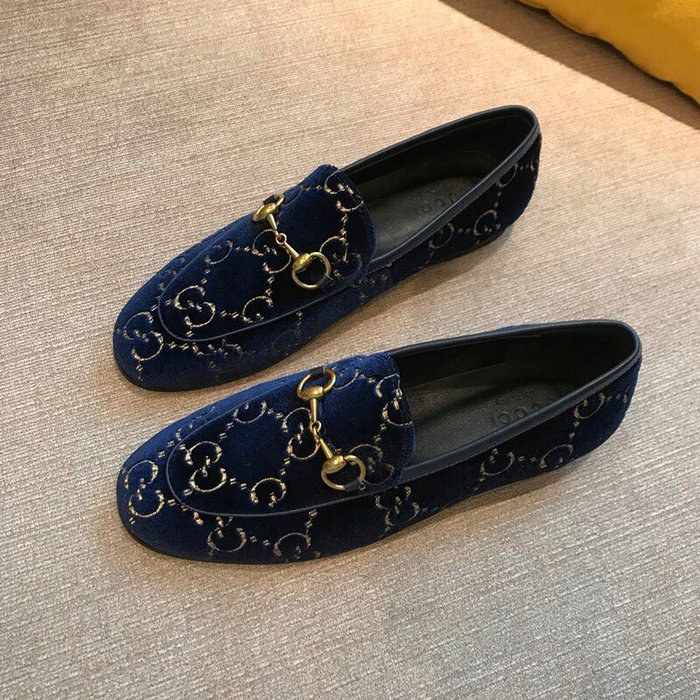 Gucci Jordaan GG Velvet Loafer Dark Blue 431467