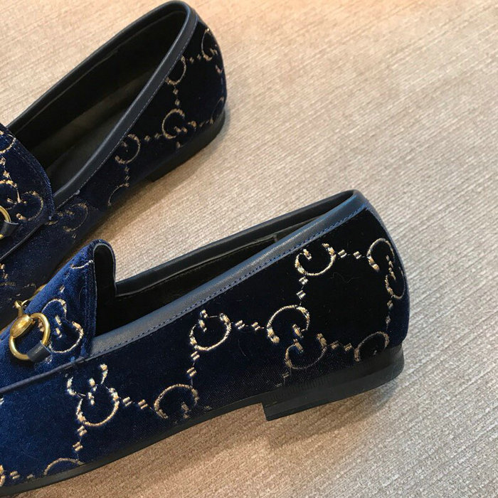 Gucci Jordaan GG Velvet Loafer Dark Blue 431467