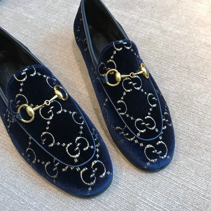 Gucci Jordaan GG Velvet Loafer Dark Blue 431467