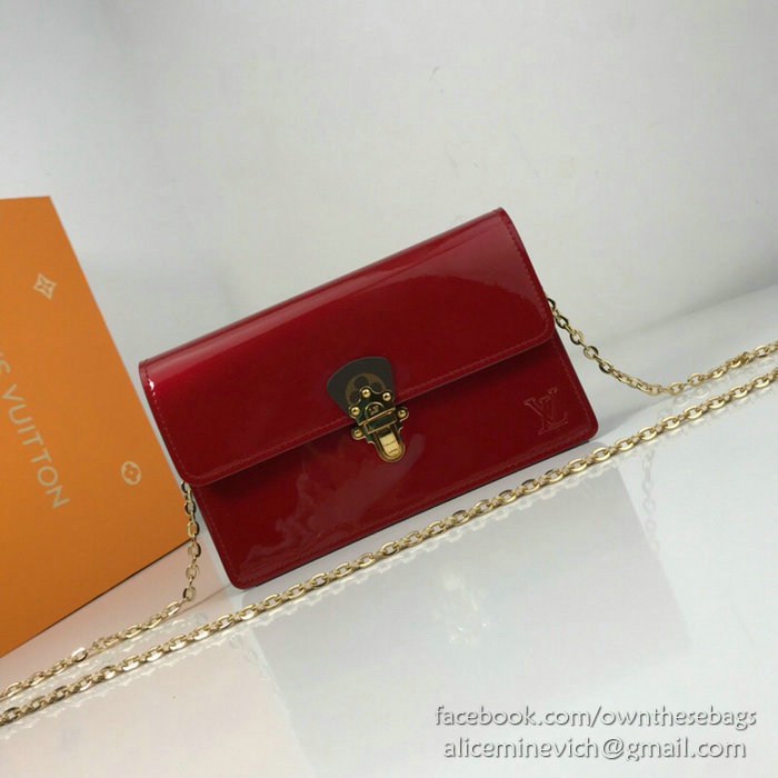 Louis Vuitton Cherrywood Chain Wallet Red M63306