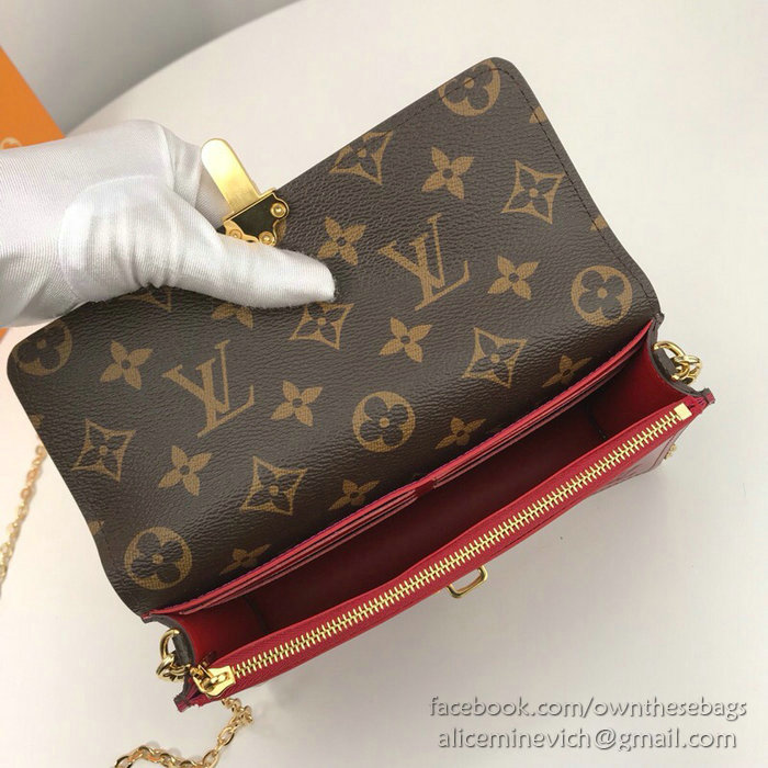 Louis Vuitton Cherrywood Chain Wallet Red M63306