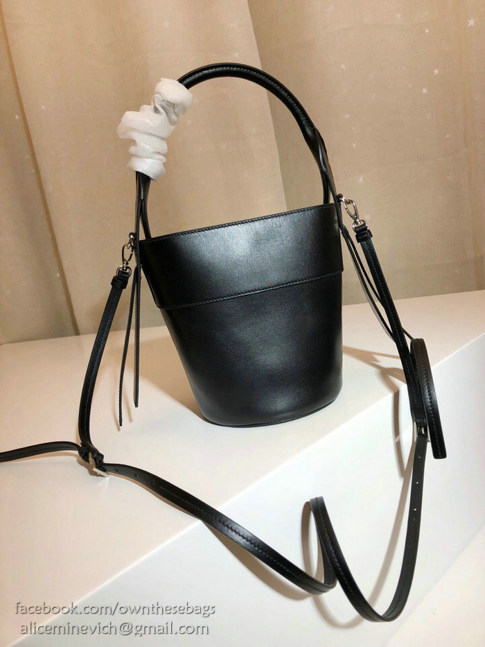 Prada Ouverture Leather Bucket Bag Black 1BE015