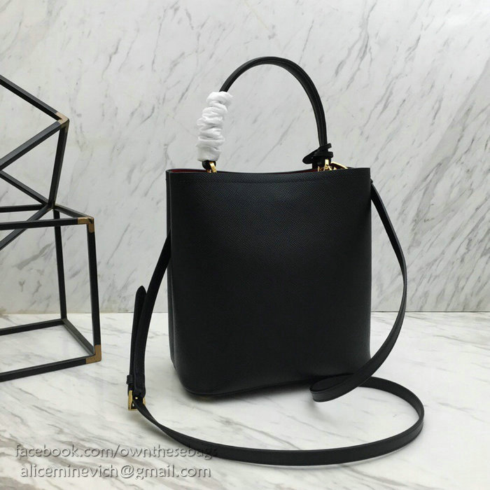 Prada Saffiano Leather Double Medium Bag Black 1BA212