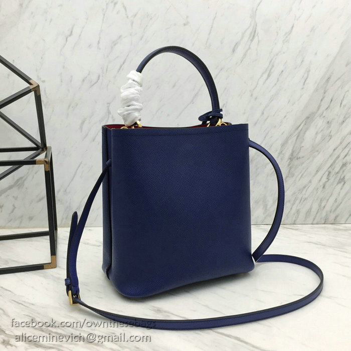 Prada Saffiano Leather Double Medium Bag Blue 1BA212