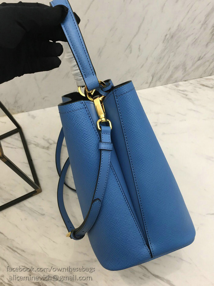 Prada Saffiano Leather Double Medium Bag Light Blue 1BA212