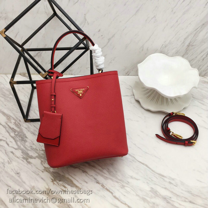 Prada Saffiano Leather Double Medium Bag Red 1BA212