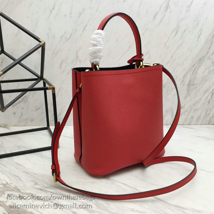 Prada Saffiano Leather Double Medium Bag Red 1BA212