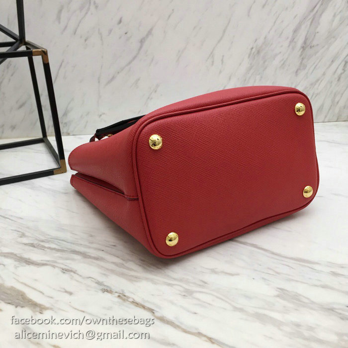 Prada Saffiano Leather Double Medium Bag Red 1BA212